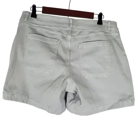 Spanx Stretch Twill Shorts Pull On 6" Womens XL Light Gray Side Stripe Casual - Picture 4 of 10